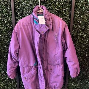 Purple Puffer Jacket with Relaxed Fit and Matte Finish